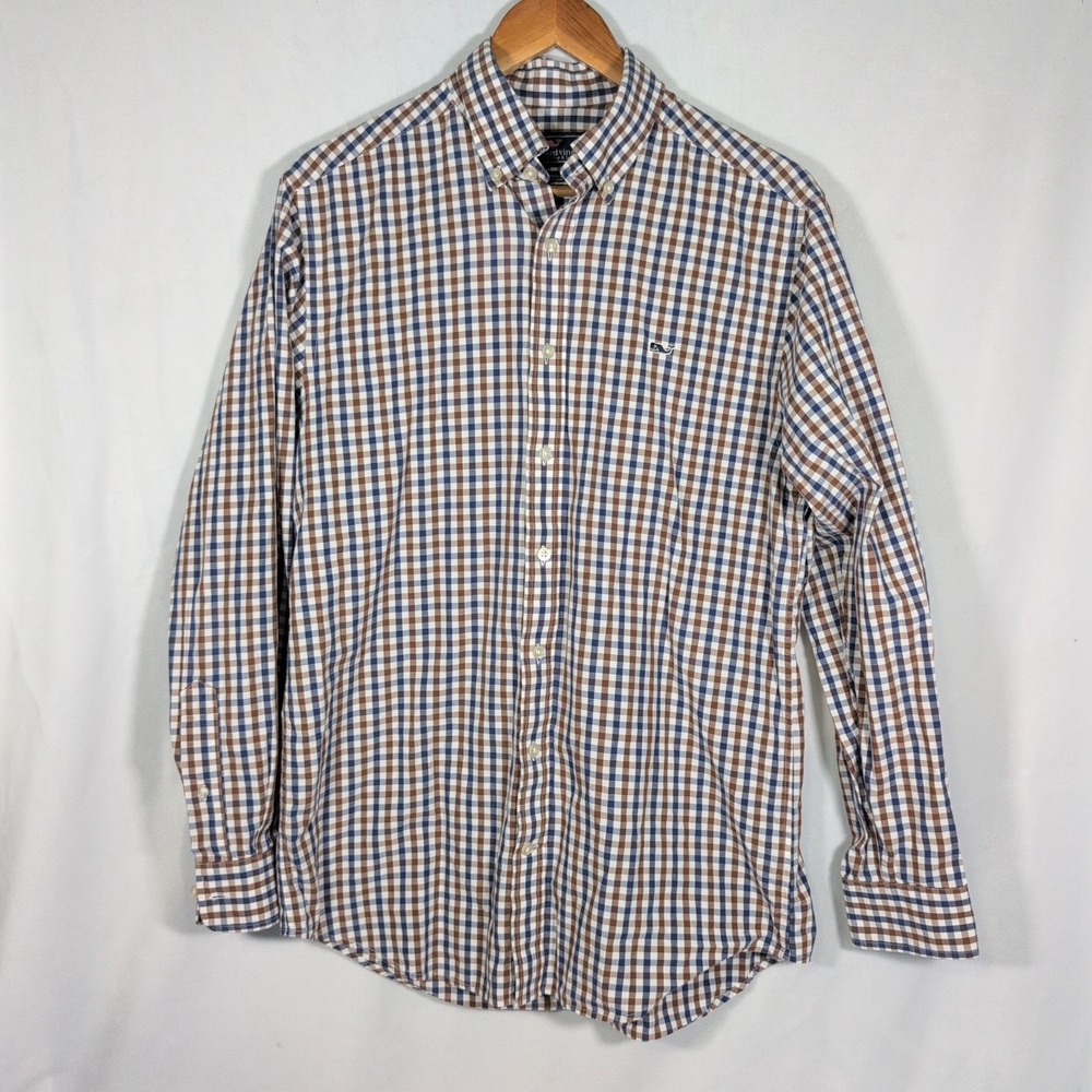 Vineyard Vines Men Slim Fit Whale Shirt Medium Button Front Nautical